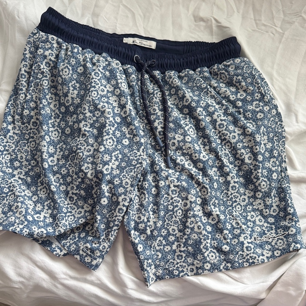 Ben Sherman Navy Floral Swim Trunks